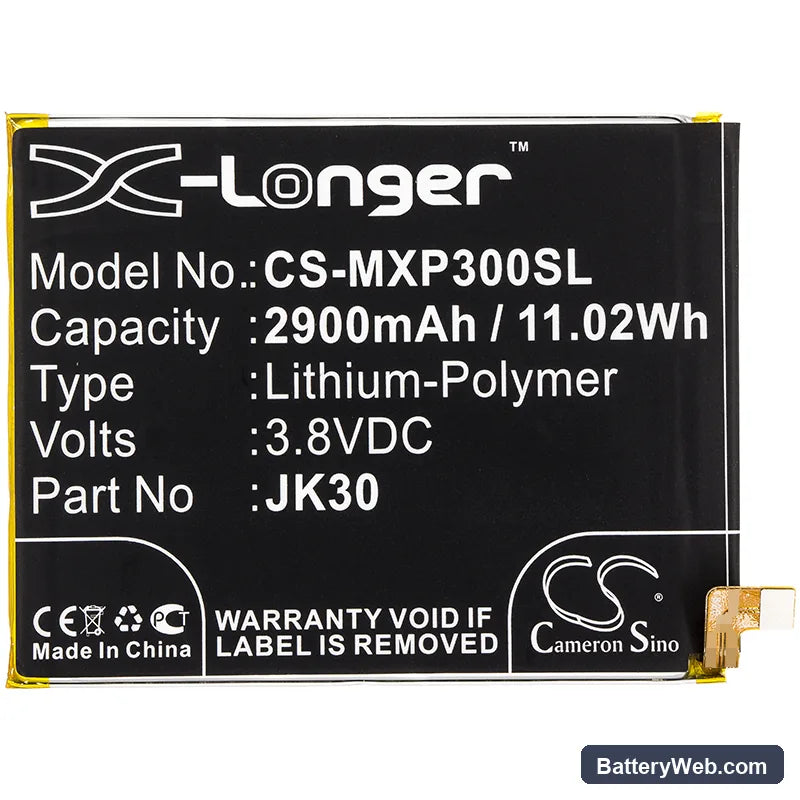 Motorola Moto P30 Replacement Battery, 3.8V, 2900mAh, Li-Polymer 3