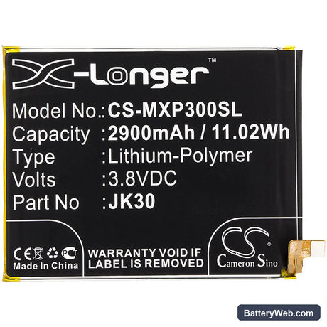 Motorola Moto P30 Replacement Battery, 3.8V, 2900mAh, Li-Polymer 3