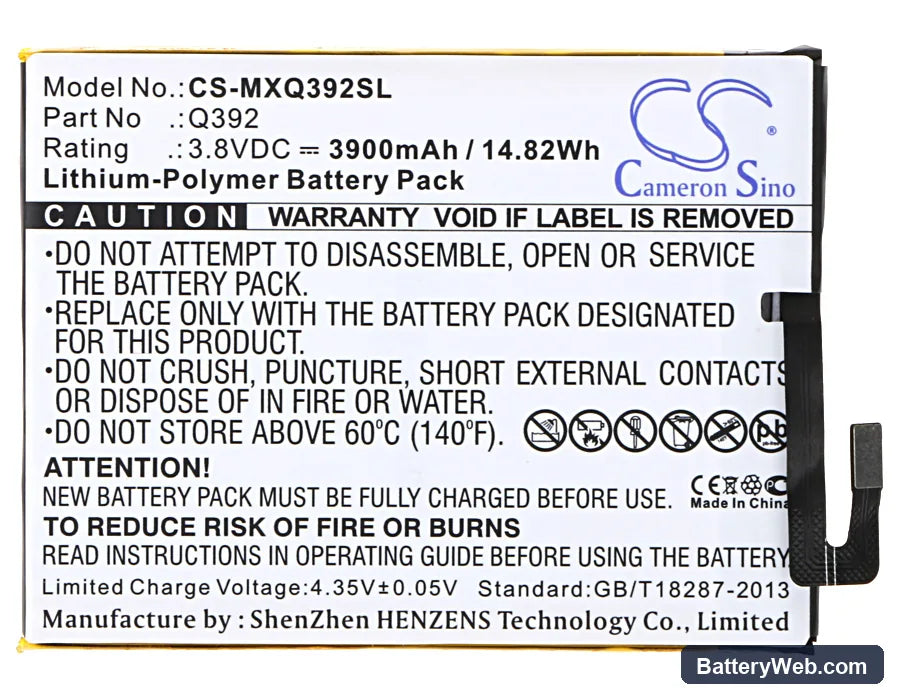 Micromax Q392 Replacement Battery, 3.8V, 3900mAh, Li-Polymer 5