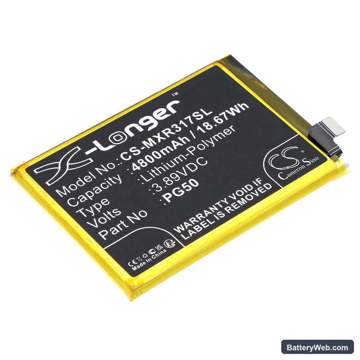 Motorola Moto G Stylus 2023 Replacement Battery, 3.89V, 4800mAh, Li-Polymer 1
