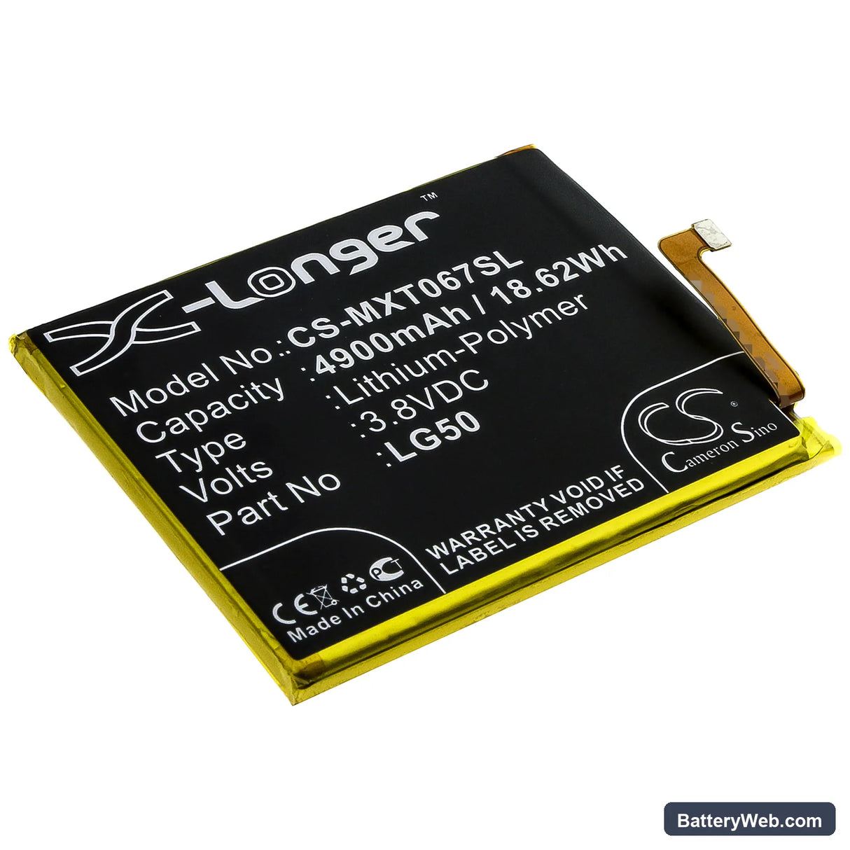 Motorola One Fusion Plus Replacement Battery, 3.8V, 4900mAh, Li-Polymer 1
