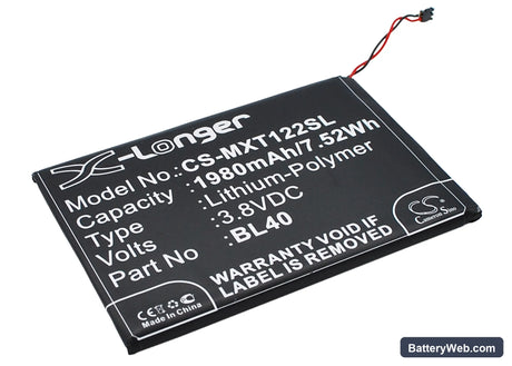 Motorola Moto E Replacement Battery, 3.8V, 1980mAh, Li-Polymer 1