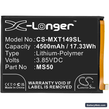 Motorola Moto G50 5G Replacement Battery, 3.85V, 4500mAh, Li-Polymer 3