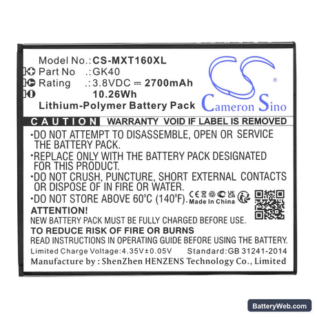 Motorola Moto G4 Play Replacement Battery, 3.8V, 2700mAh, Li-Polymer 3