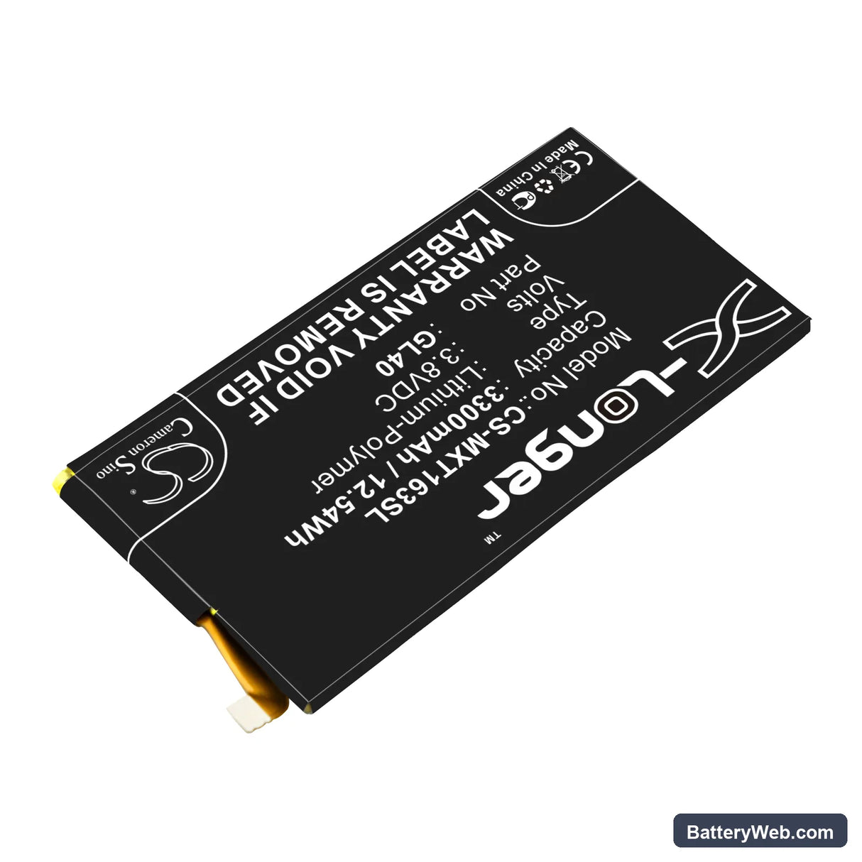 Motorola Moto Z Play Replacement Battery, 3.8V, 3300mAh, Li-Polymer 2