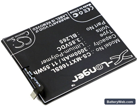 Motorola Moto M Replacement Battery, 3.85V, 3000mAh, Li-Polymer 2