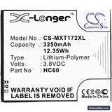 Motorola Moto C Plus Replacement Battery, 3.8V, 3250mAh, Li-Polymer 3