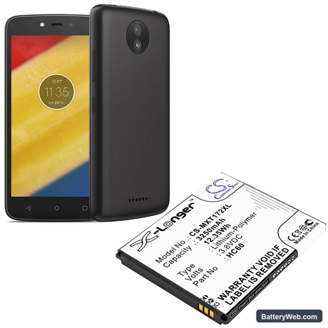 Motorola Moto C Plus Replacement Battery, 3.8V, 3250mAh, Li-Polymer 4