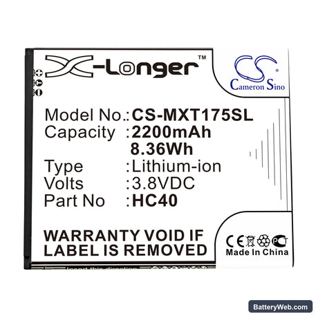 Motorola Moto C Replacement Battery, 3.8V, 2200mAh, Li-ion 3