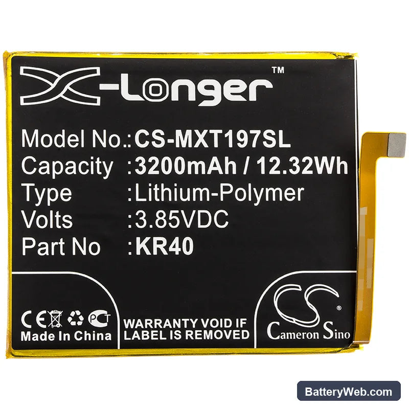 Motorola Moto One Vision Replacement Battery, 3.85V, 3200mAh, Li-Polymer 3