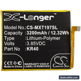 Motorola Moto One Vision Replacement Battery, 3.85V, 3200mAh, Li-Polymer 3