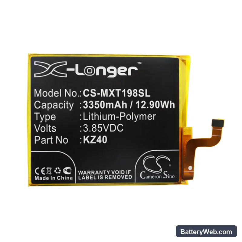 Motorola Moto Z4 Replacement Battery, 3.85V, 3350mAh, Li-Polymer 3