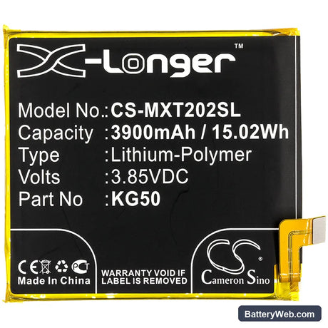 Motorola Moto One Hyper Replacement Battery, 3.85V, 3900mAh, Li-Polymer 3