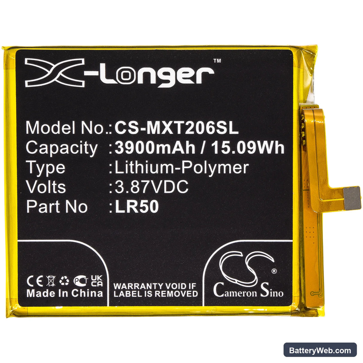 Motorola Moto Edge Replacement Battery, 3.87V, 3900mAh, Li-Polymer 3