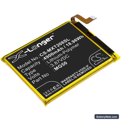 Motorola Moto G9 Plus Replacement Battery, 3.87V, 4900mAh, Li-Polymer 1