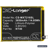 Motorola Moto G Pure Replacement Battery, 3.85V, 3650mAh, Li-Polymer 3