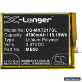 Motorola Moto Edge S30 Replacement Battery, 3.87V, 4700mAh, Li-Polymer 3
