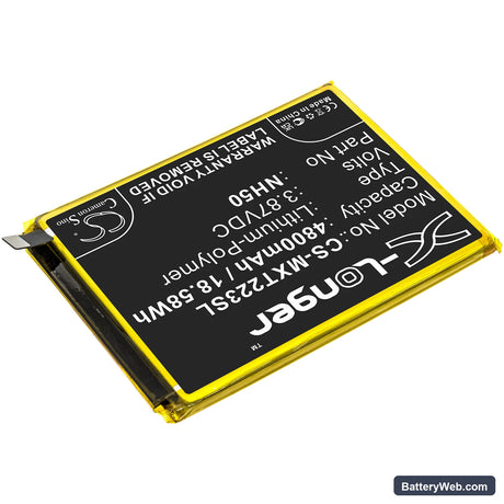 Motorola Moto G22 Replacement Battery, 3.87V, 4800mAh, Li-Polymer 2