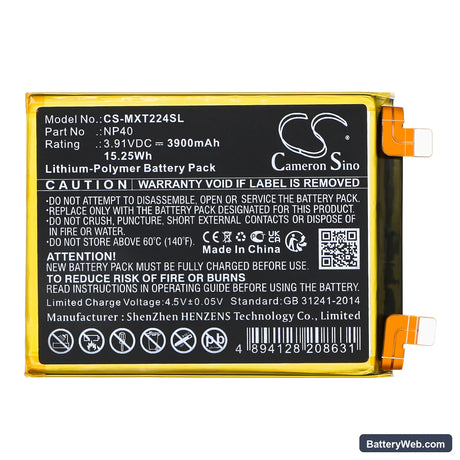Motorola XT2245 Replacement Battery, 3.91V, 3900mAh, Li-Polymer 3