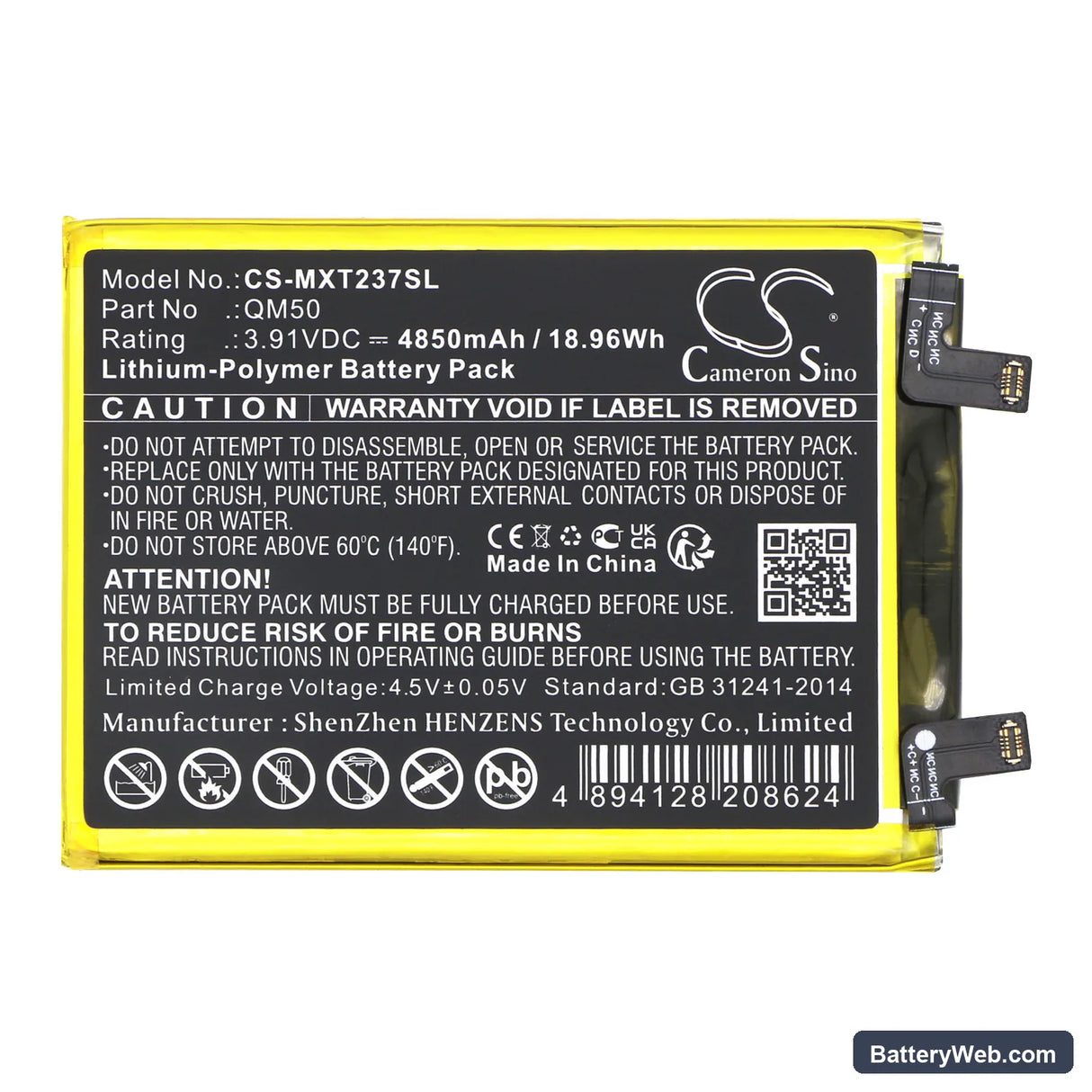 Motorola EDGE 40 NEO Replacement Battery, 3.91V, 4850mAh, Li-Polymer 3