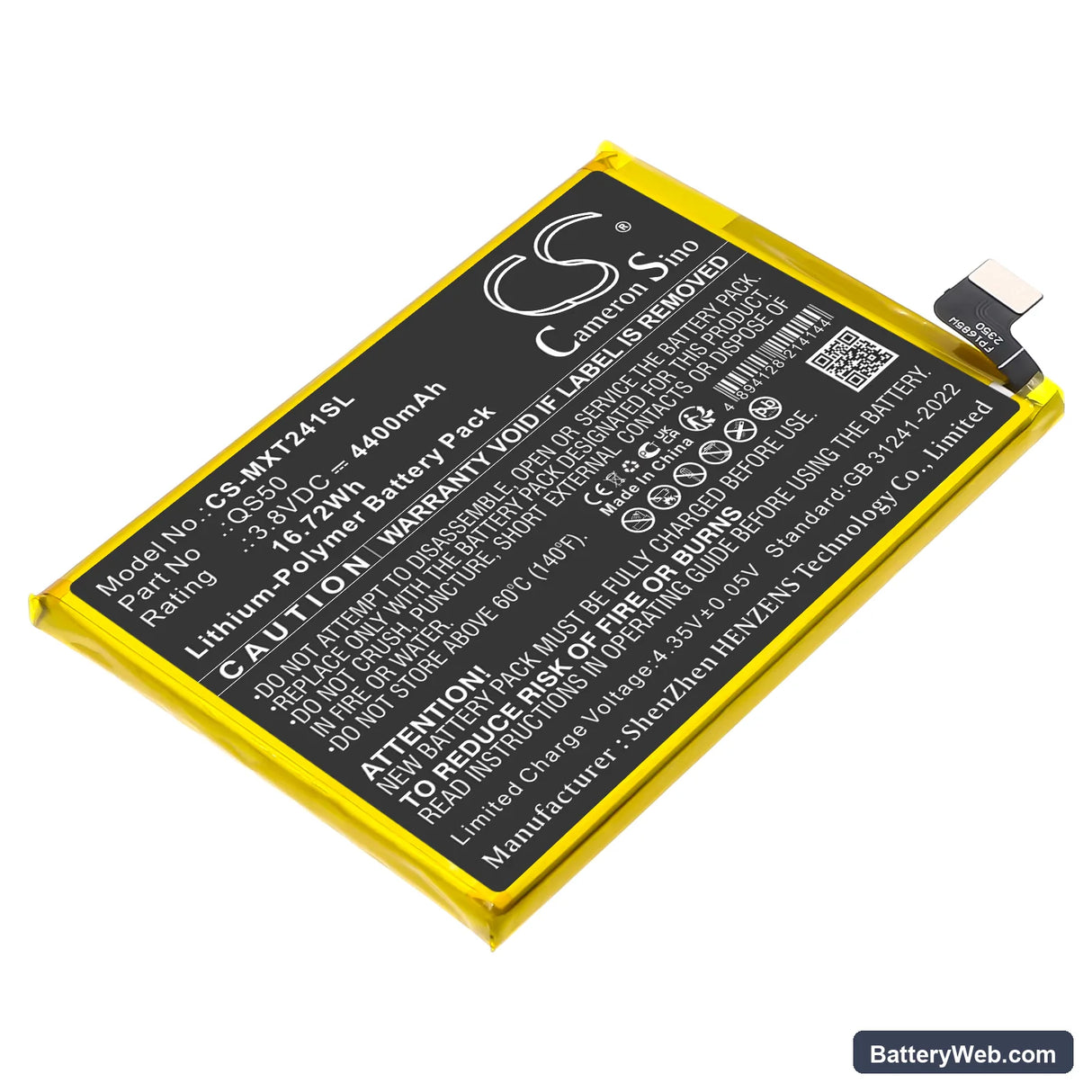 Motorola Moto G Stylus 5G Replacement Battery, 3.8V, 4400mAh, Li-Polymer 1