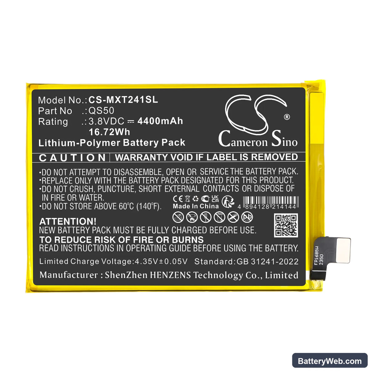 Motorola Moto G Stylus 5G Replacement Battery, 3.8V, 4400mAh, Li-Polymer 3