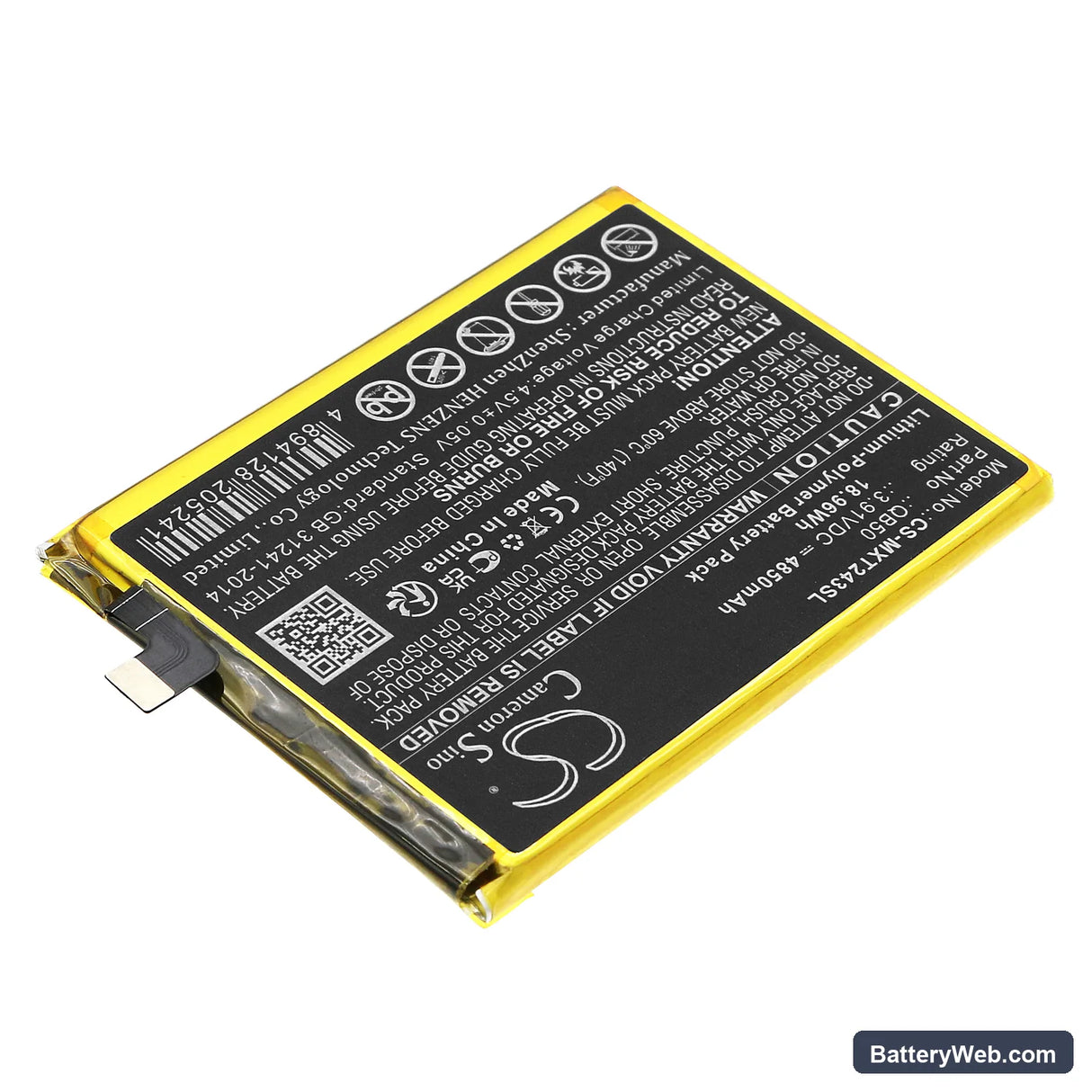 Motorola XT2347 Replacement Battery, 3.91V, 4850mAh, Li-Polymer 2