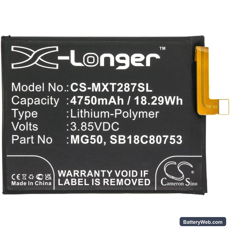 Motorola Moto G9 Plus Replacement Battery, 3.85V, 4750mAh, Li-Polymer 3
