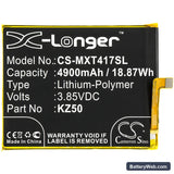 Motorola Moto G Power Replacement Battery, 3.85V, 4900mAh, Li-Polymer 3