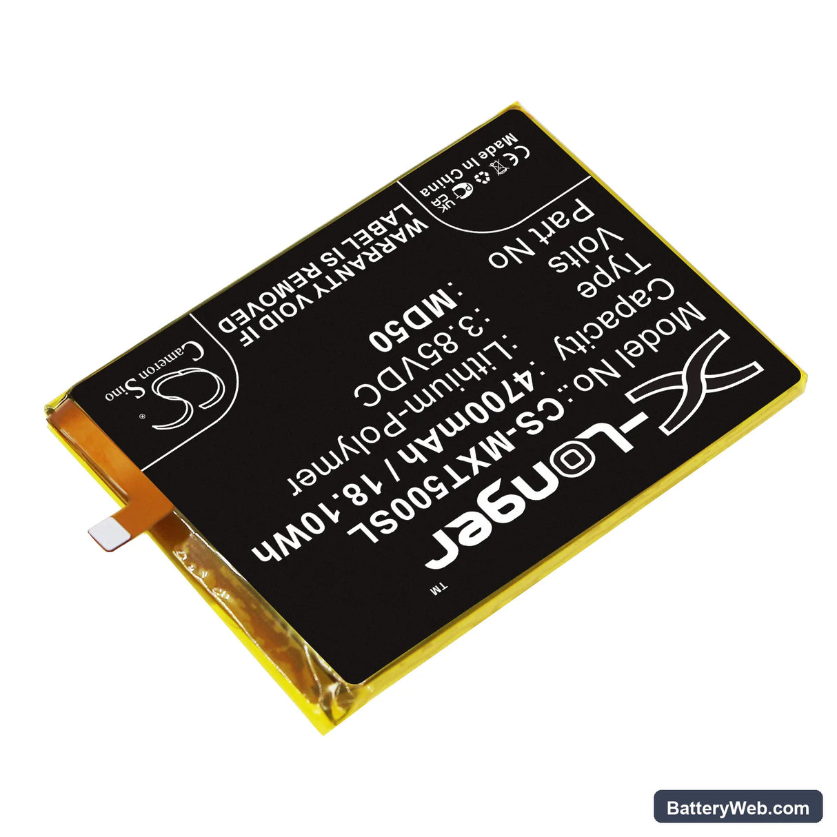 Motorola Moto G Stylus 5G 2021 Replacement Battery, 3.85V, 4700mAh, Li-Polymer 2