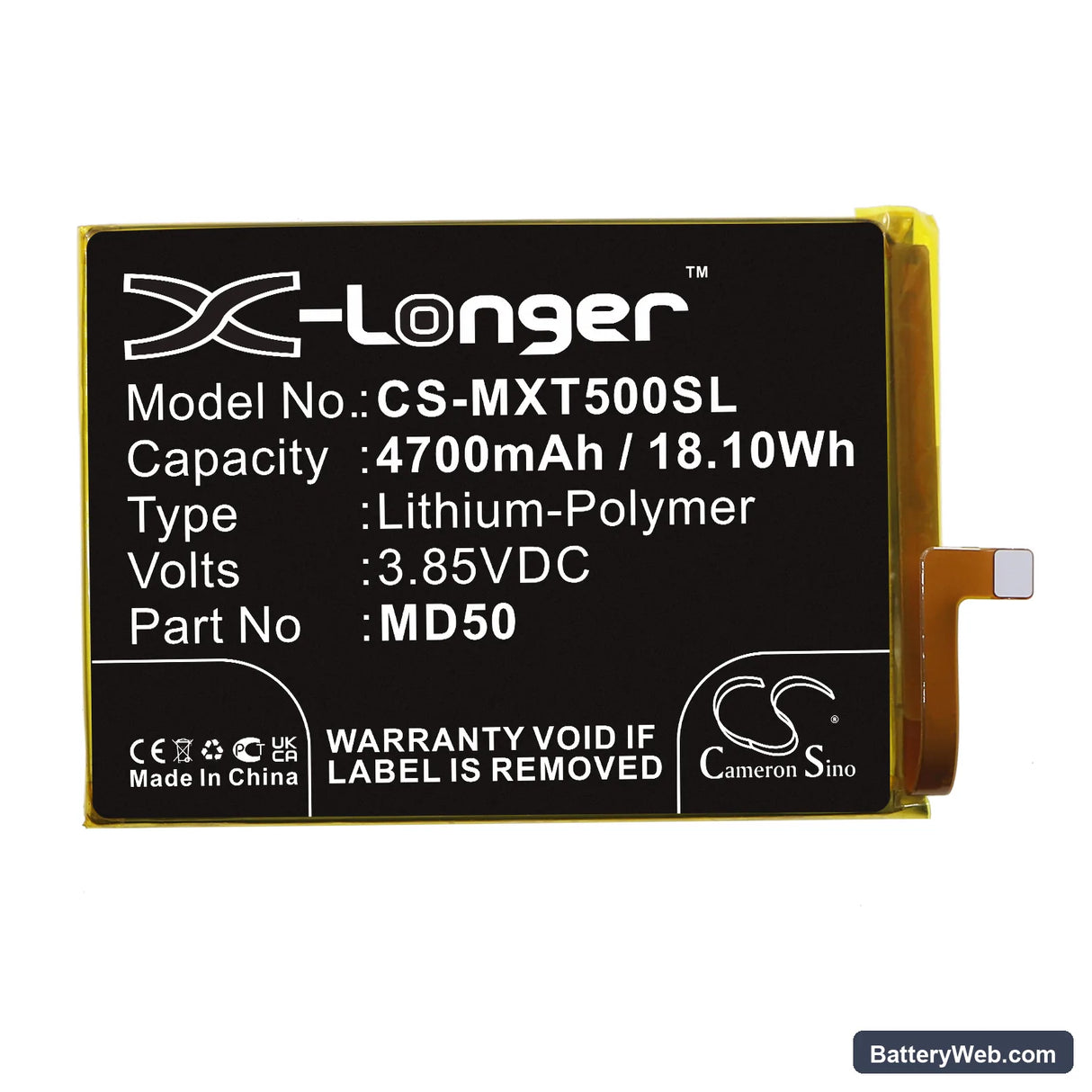 Motorola Moto G Stylus 5G 2021 Replacement Battery, 3.85V, 4700mAh, Li-Polymer 3