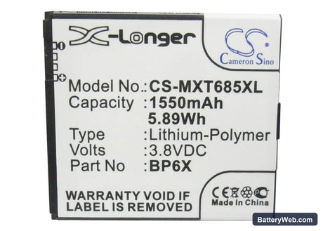 Motorola Pro Replacement Battery, 3.8V, 1550mAh, Li-Polymer 5