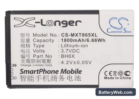 Motorola A954 Replacement Battery, 3.7V, 1800mAh, Li-ion 5