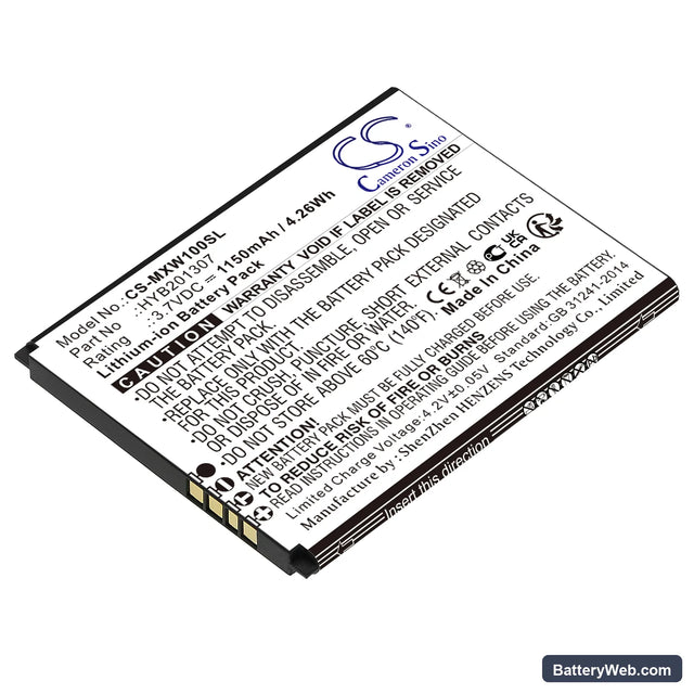 Budget Mobile MXW1 Replacement Battery, 3.7V, 1150mAh, Li-ion 1