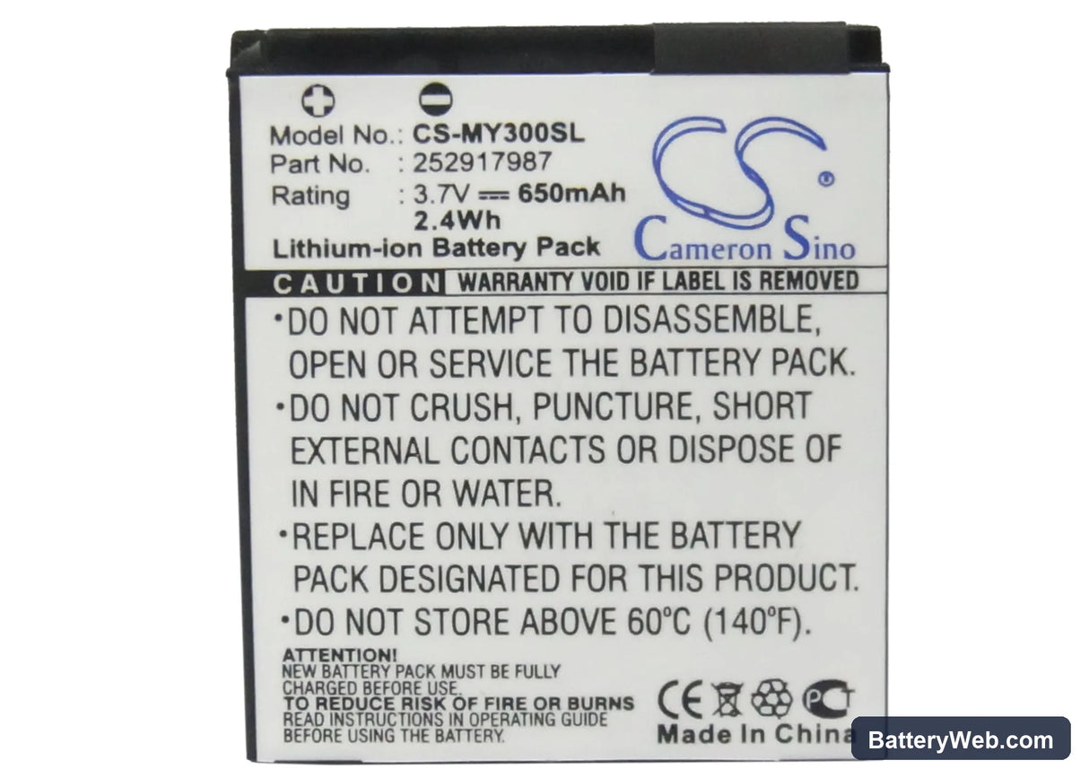 Sagem MY200 Replacement Battery, 3.7V, 650mAh, Li-ion 5
