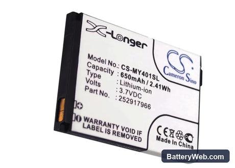 Sagem MY401C Replacement Battery, 3.7V, 650mAh, Li-ion 5
