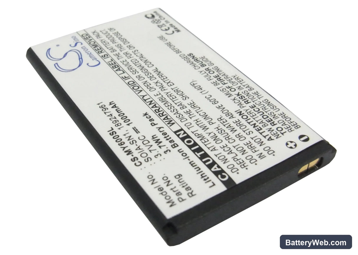 Sagem MY600x Replacement Battery, 3.7V, 1000mAh, Li-ion 2