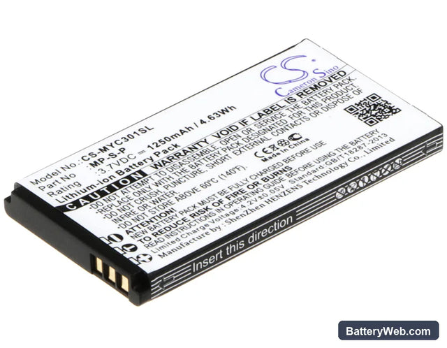 MyPhone 3010 Classic Replacement Battery, 3.7V, 1250mAh, Li-ion 1