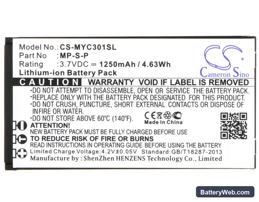 MyPhone 3010 Classic Replacement Battery, 3.7V, 1250mAh, Li-ion 5