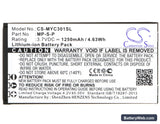 MyPhone 3010 Classic Replacement Battery, 3.7V, 1250mAh, Li-ion 5