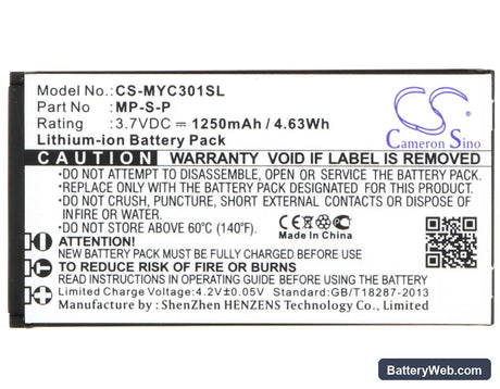 MyPhone 3010 Classic Replacement Battery, 3.7V, 1250mAh, Li-ion 5