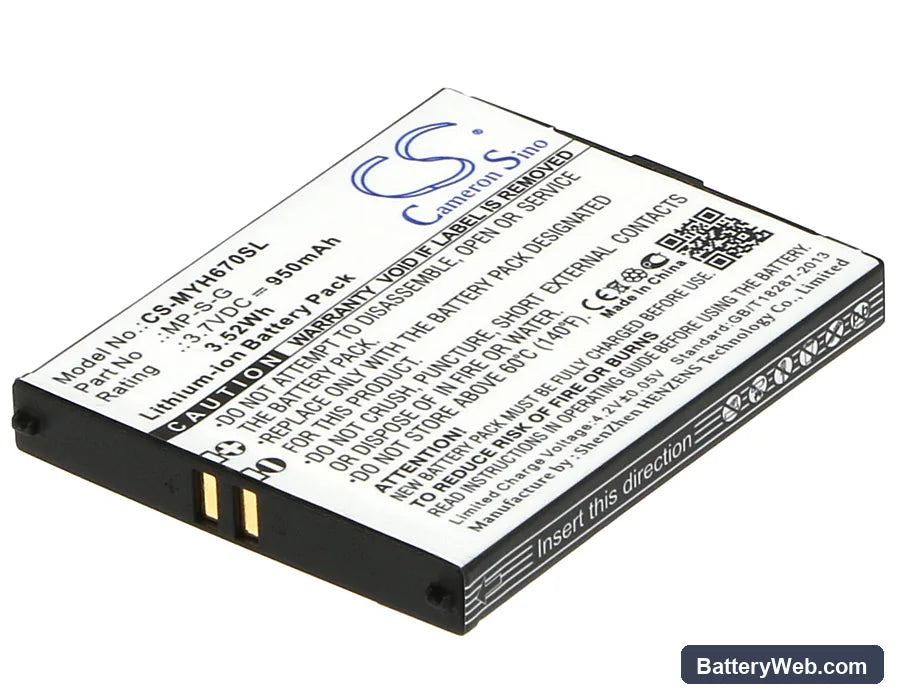 MyPhone 6670 City Replacement Battery, 3.7V, 950mAh, Li-ion 1