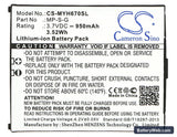 MyPhone 6670 City Replacement Battery, 3.7V, 950mAh, Li-ion 5