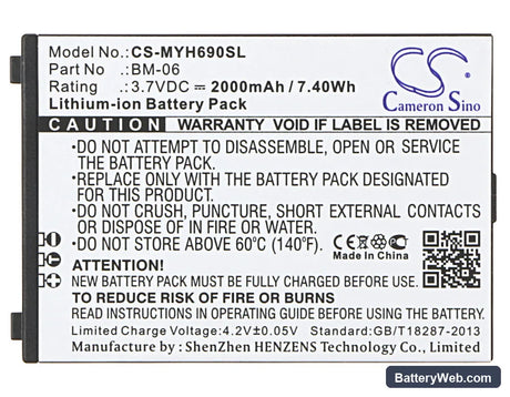 MyPhone Hammer Iron Replacement Battery, 3.7V, 2000mAh, Li-ion 5