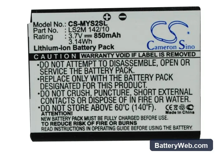 Sagem Puma Phone Replacement Battery, 3.7V, 850mAh, Li-ion 5