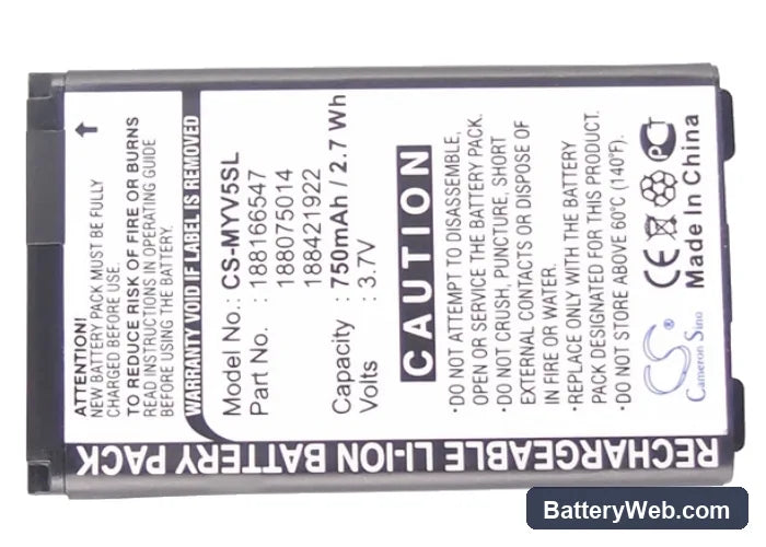 Swisscom Comfort VS1 Replacement Battery, 3.7V, 750mAh, Li-ion 5