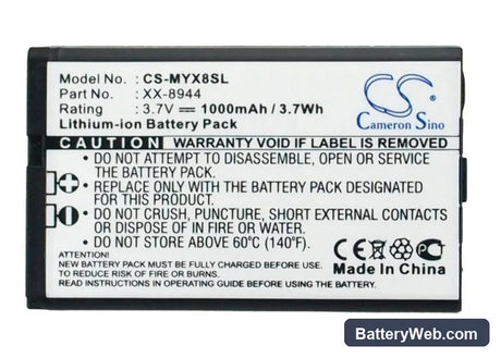 Sagem MYX-8 Replacement Battery, 3.7V, 1000mAh, Li-ion 5