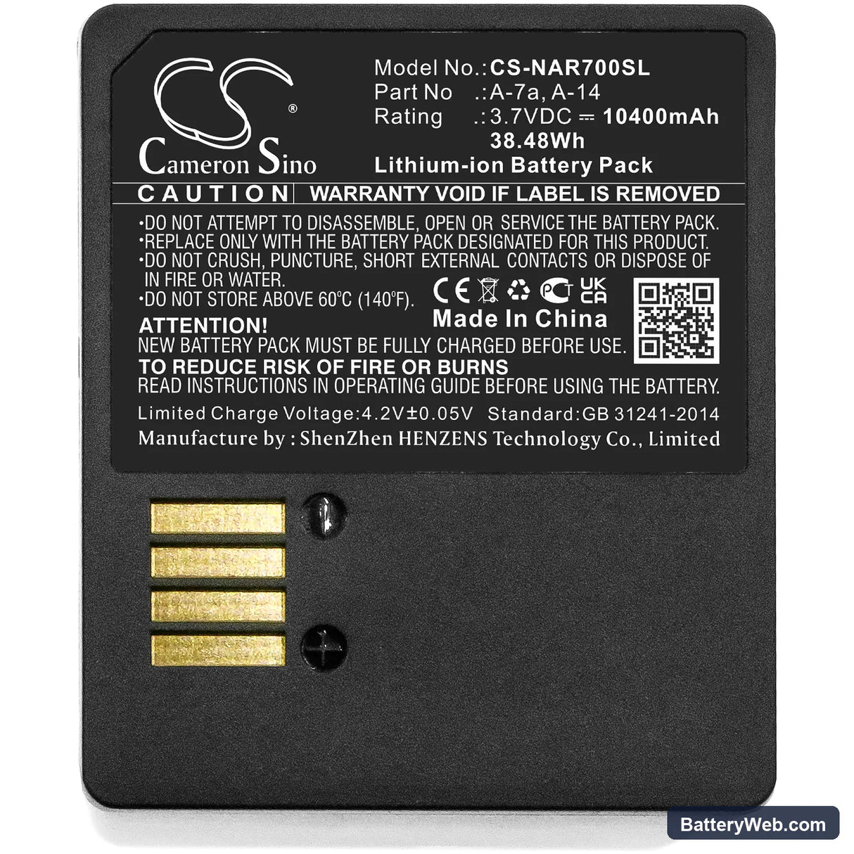 Arlo Pro 3 Replacement Battery, 3.7V, 10400mAh, Li-ion 3