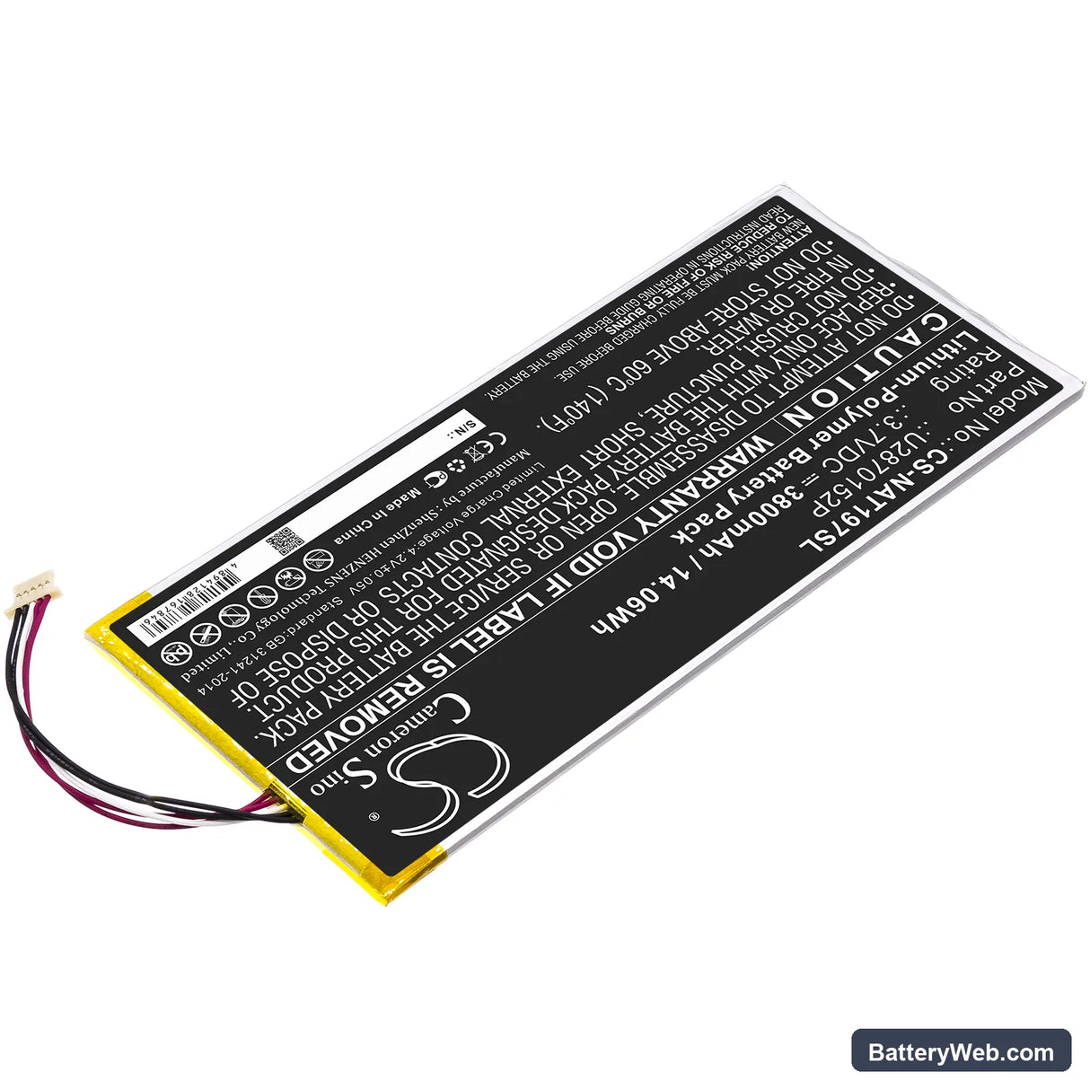 ONN ONA19TB007 Replacement Battery, 3.7V, 3800mAh, Li-Polymer 2