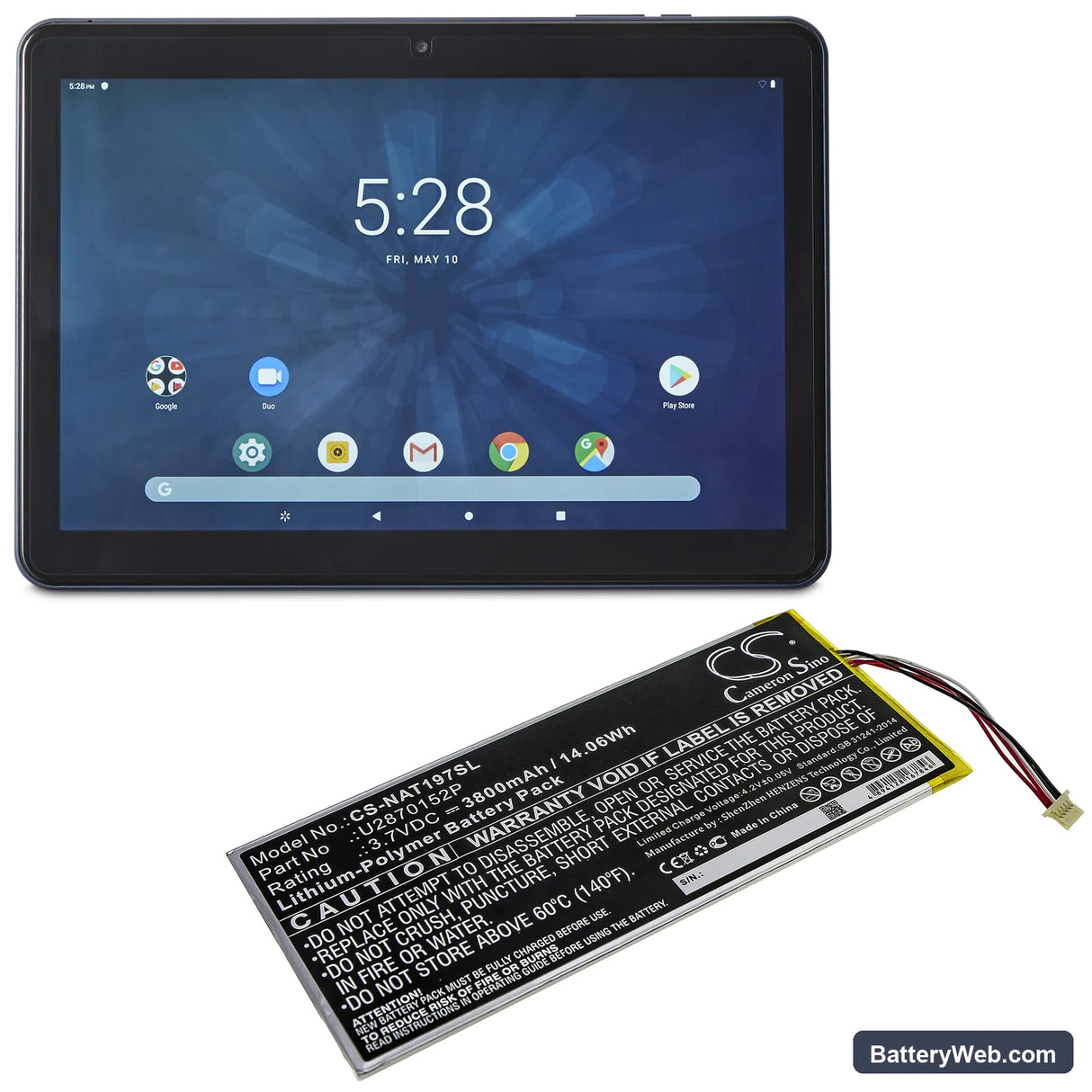 ONN ONA19TB007 Replacement Battery, 3.7V, 3800mAh, Li-Polymer 6